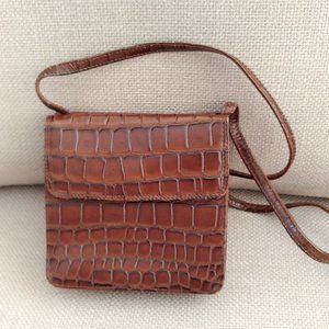 Croc embossed leather crossbody / wallet bag